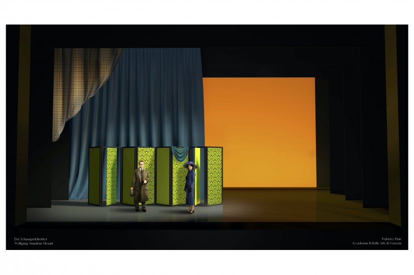 bozzetto di Federico Pian per la Scenografia di "Der Schauspieldirektor"
