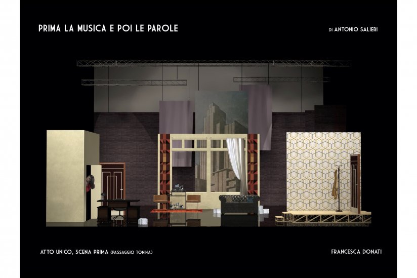 bozzetto di Francesca Donati per la Scenografia di "Prima la musica e poi le parole"