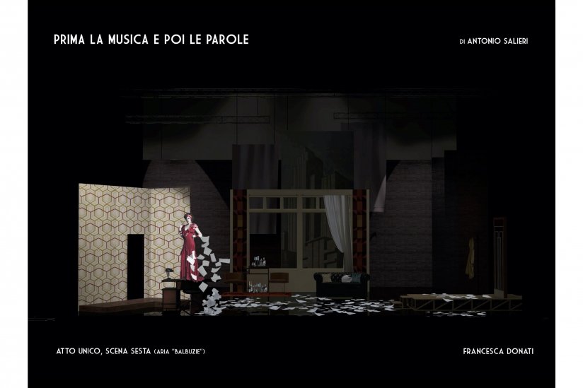 bozzetto di Francesca Donati per la Scenografia di "Prima la musica e poi le parole"